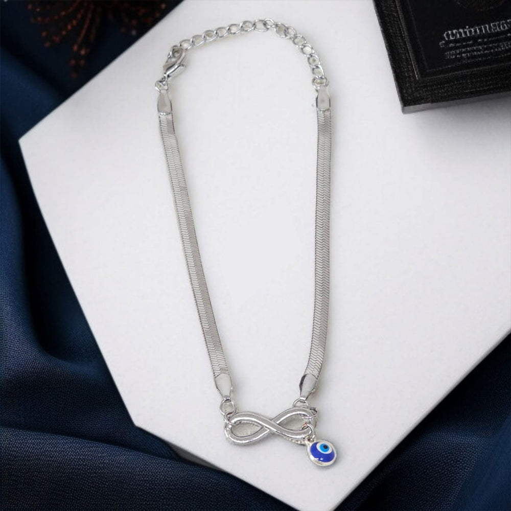 Cheville serpent infini en argent - Bracelet manchette œil grec offert