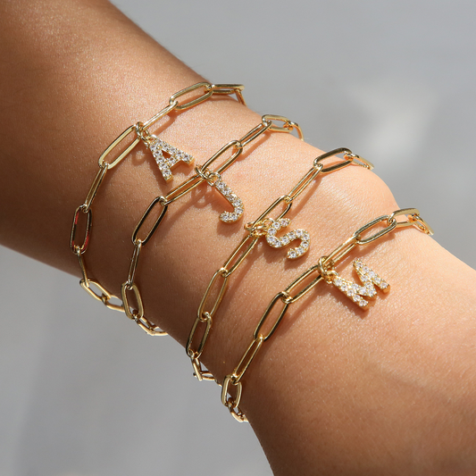 Bracelet Initiales Lettre Paperclip Délicat