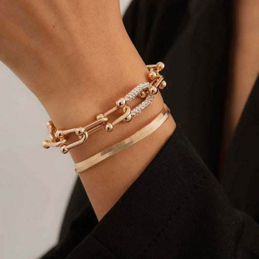 Bracelet chaîne et chevron 2 pièces