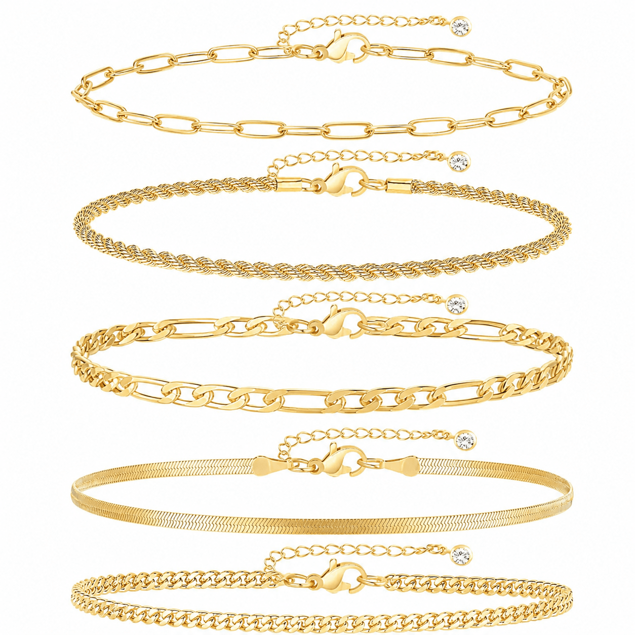 Lot de 5 chaînes de cheville