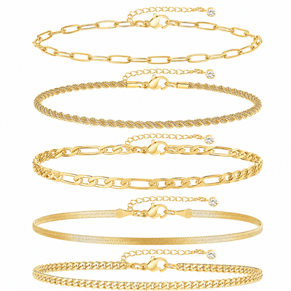 Lot de 5 chaînes de cheville