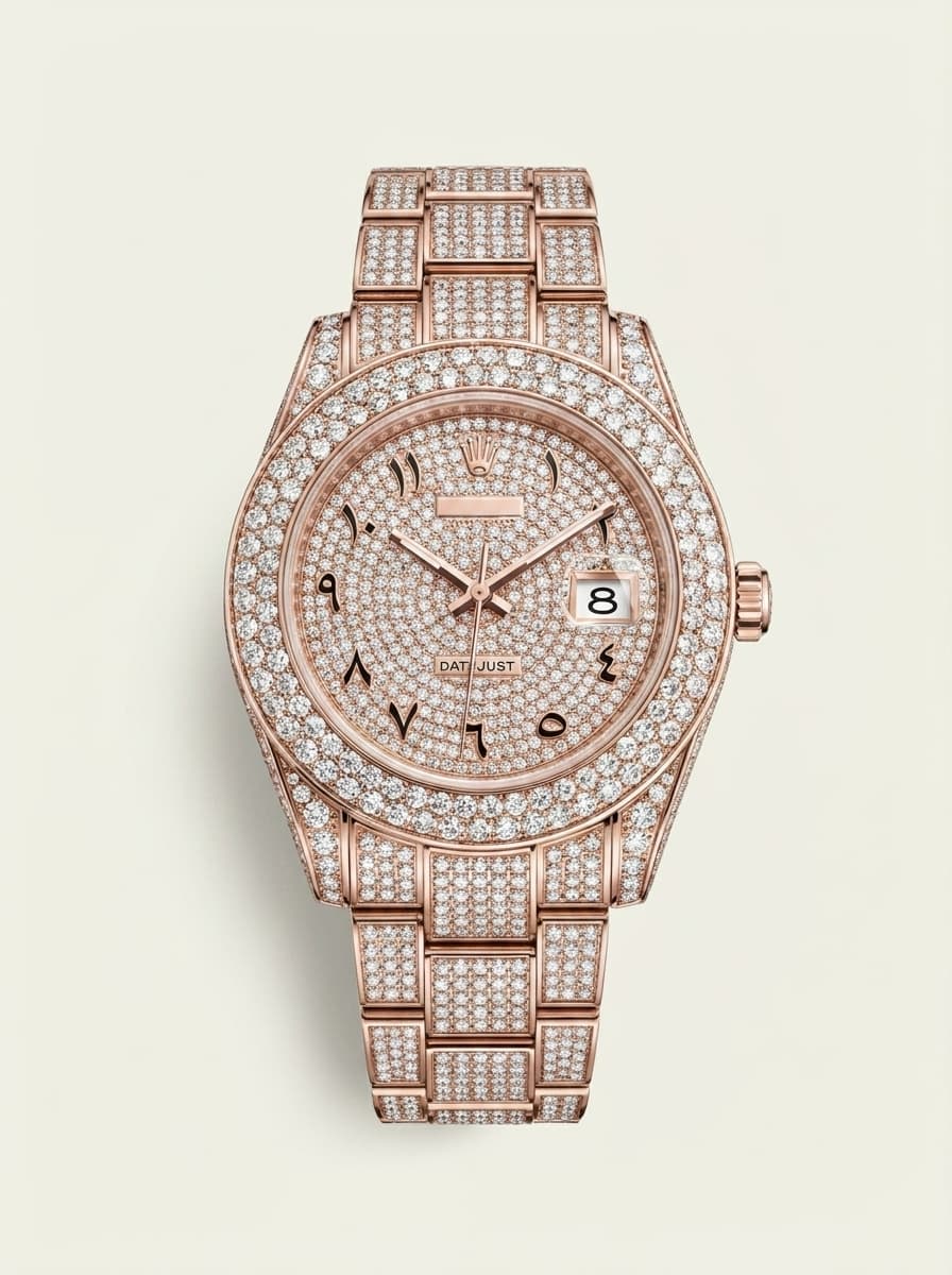 Montre Homme Quartz Acier Inoxydable Tout Diamants
