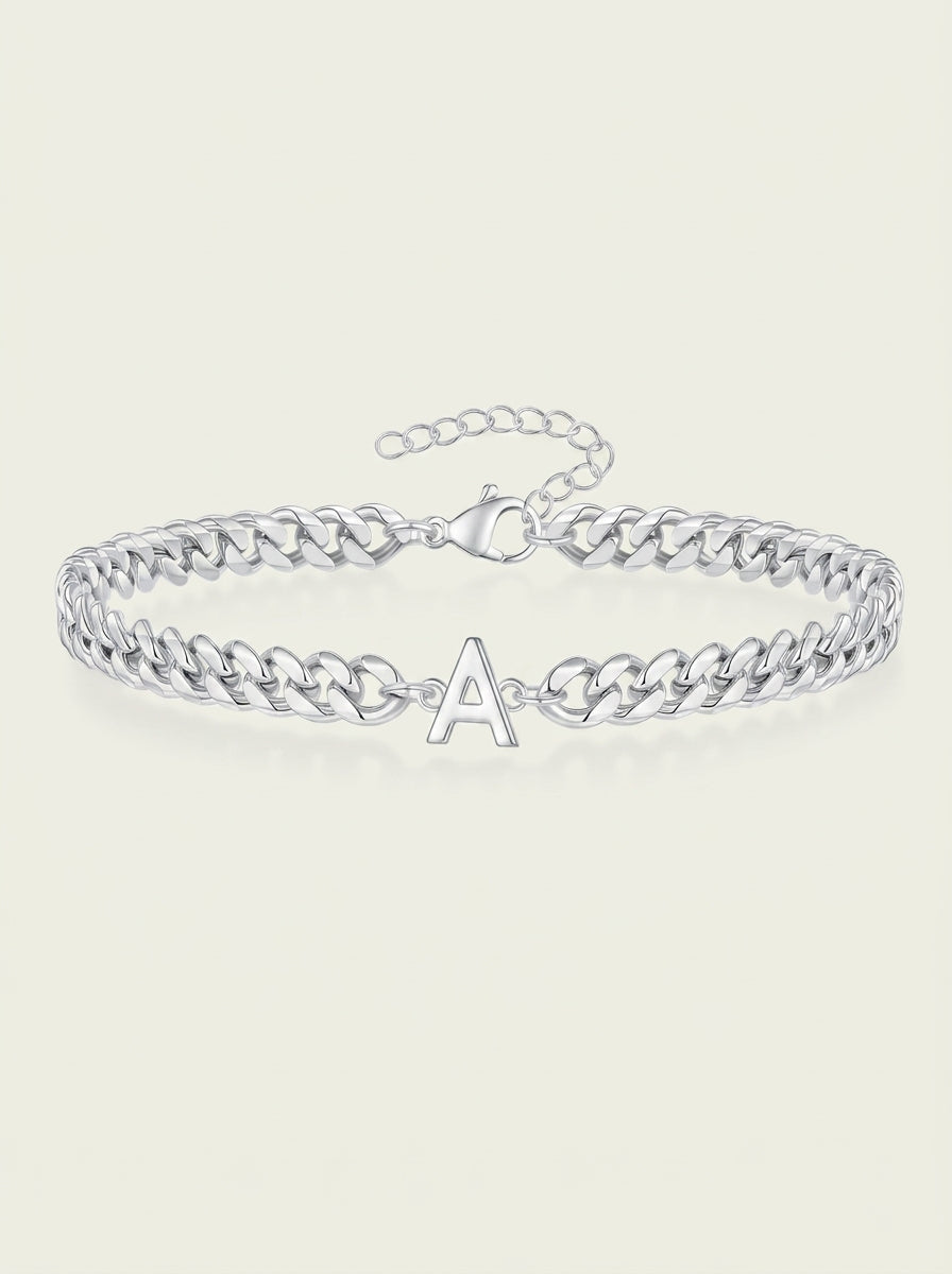 Couples Letter Initial Cuban Bracelet