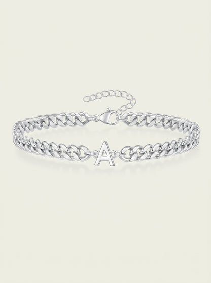 Couples Letter Initial Cuban Bracelet