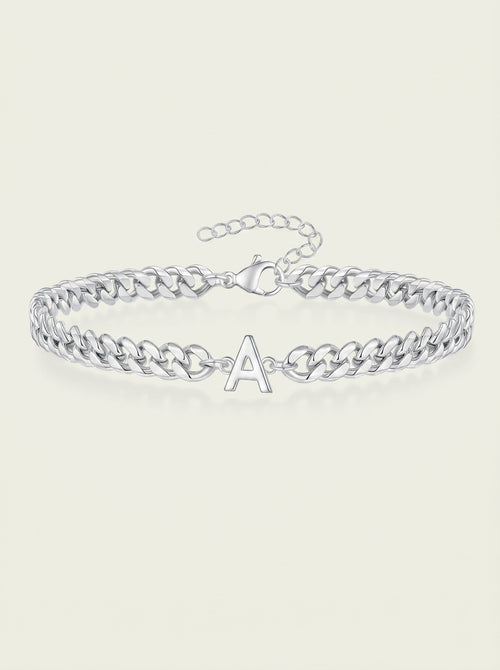 Couples Letter Initial Cuban Bracelet