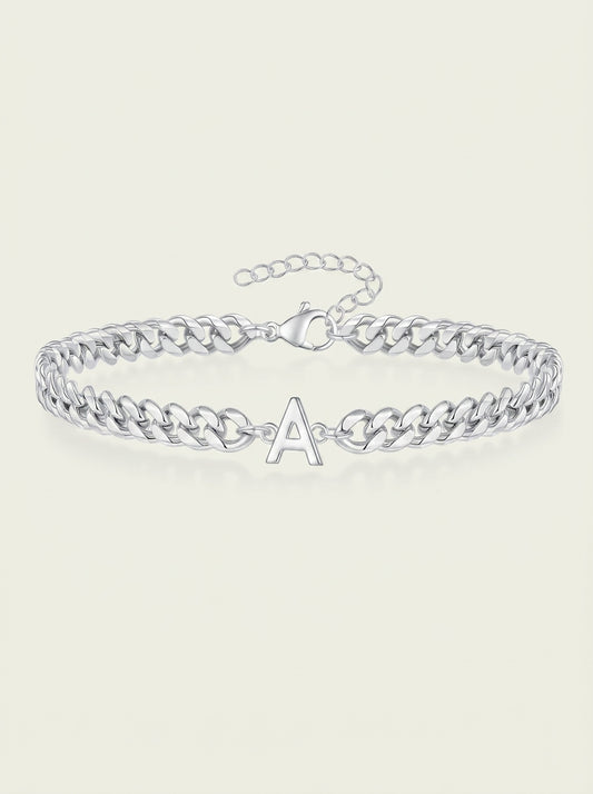 Couples Letter Initial Cuban Bracelet