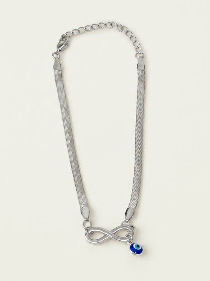 Silver Infinity Snake Anklet - Free Evil Eye Cuff Bracelet