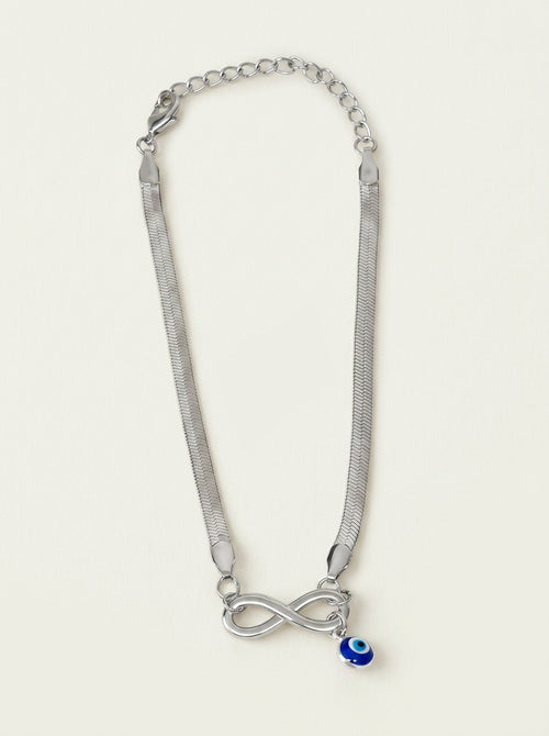 Silver Infinity Snake Anklet - Free Evil Eye Cuff Bracelet