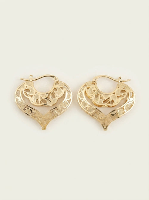Boucles d'oreilles cœur ouvert dorées complexes
