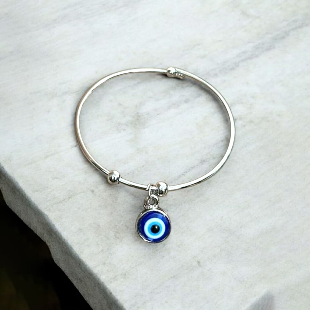 Silver Evil Eye Snake Anklet - Free Cuff Bracelet