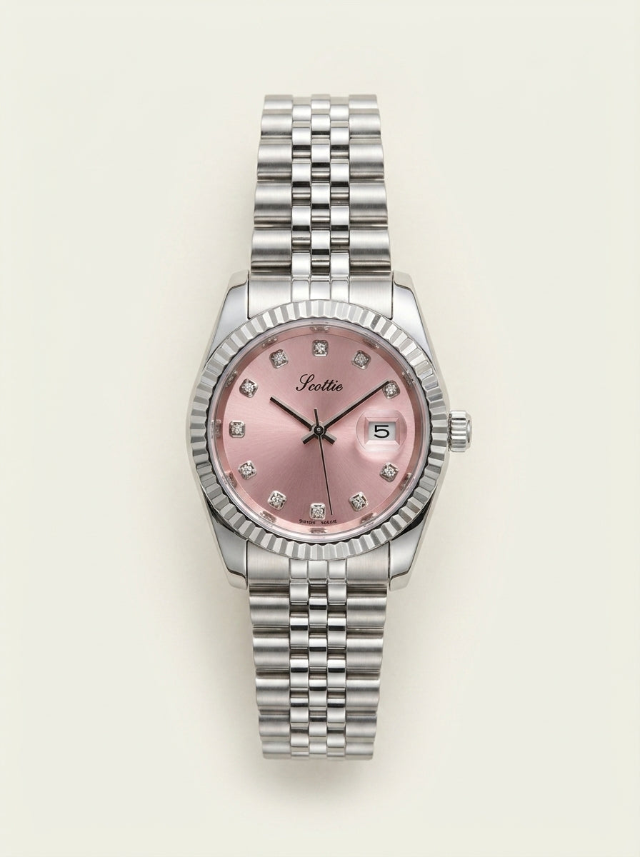 Montre à Calendrier Élégante Simple pour Femme avec Bracelet en Acier