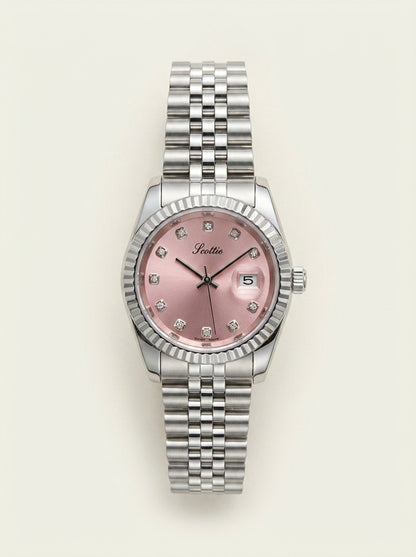 Montre à Calendrier Élégante Simple pour Femme avec Bracelet en Acier