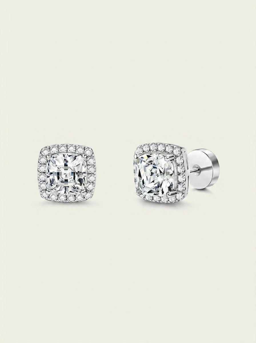 Boucles d'oreilles sac carré diamant femme