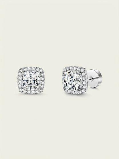 Boucles d'oreilles sac carré diamant femme