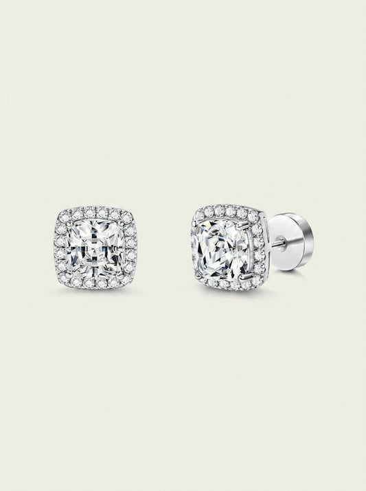 Boucles d'oreilles sac carré diamant femme