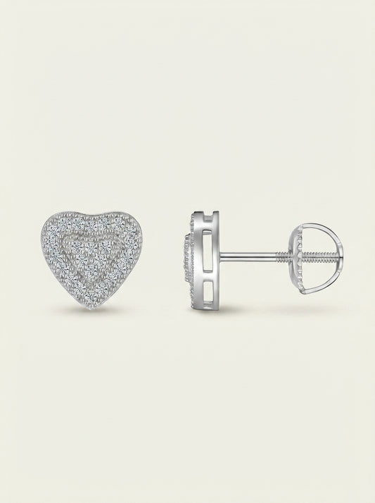 Un ensemble de boucles d'oreilles de luxe minimaliste et tendance, orné de pierres de moissanite de qualité supérieure, en argent S925 plaqué platine.
