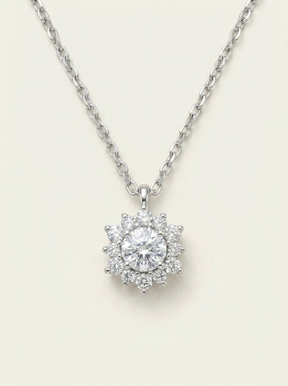 Pendentif Collier Flocon de Neige Argent Brillant en Zircon Sous le Banyan Exquis