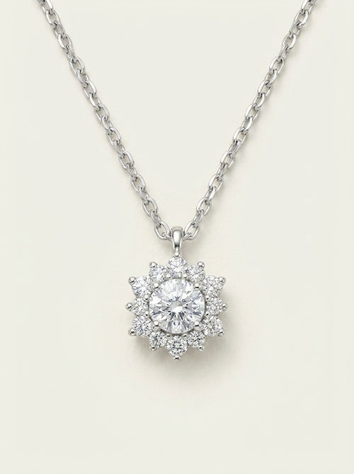 Pendentif Collier Flocon de Neige Argent Brillant en Zircon Sous le Banyan Exquis