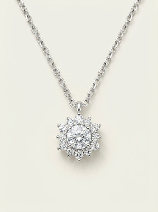 Pendentif Collier Flocon de Neige Argent Brillant en Zircon Sous le Banyan Exquis