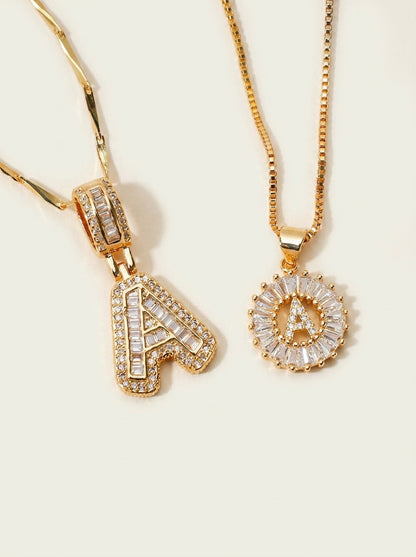 Collier double couche 26 lettres en cristal de diamant