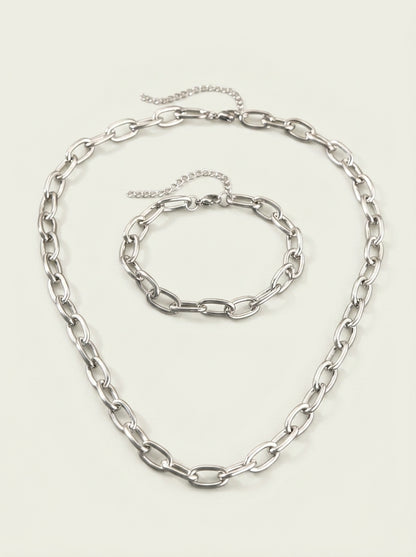 Simple Paperclip Necklace & Bracelet Set