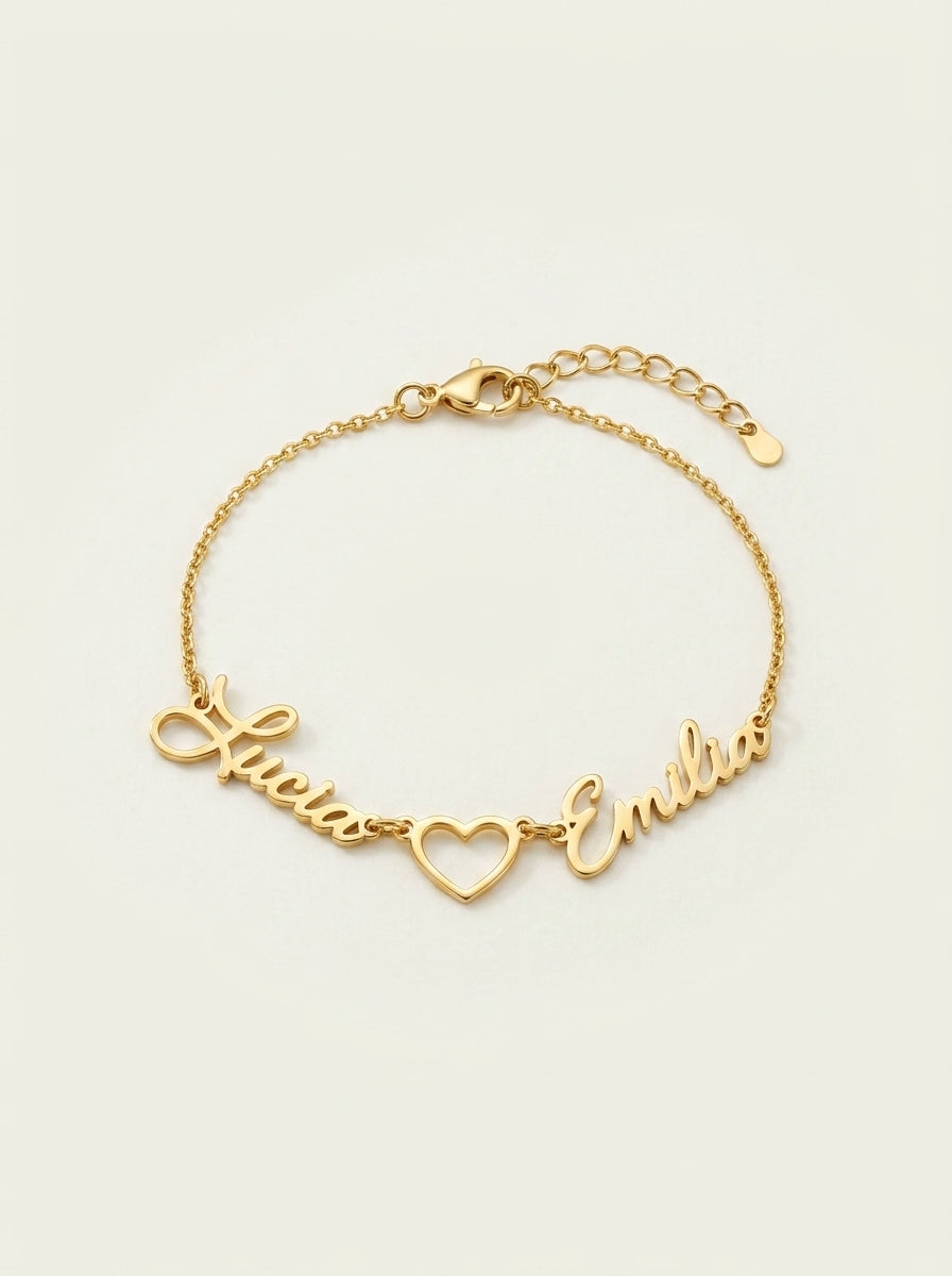 Dual Name Heart Bracelet