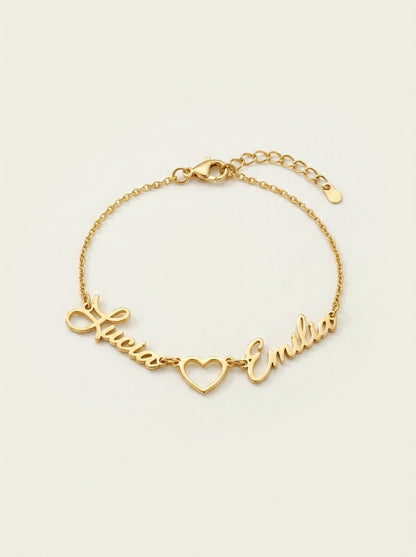 Dual Name Heart Bracelet