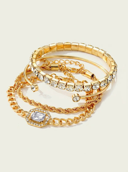 4pcs Diamond Shimmer Bracelet Stack