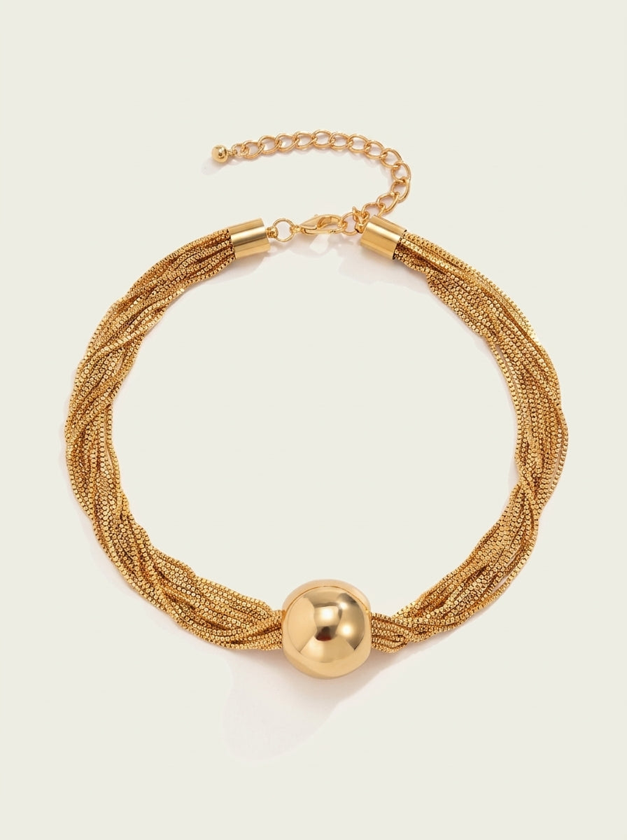 Posh Multi Layered Chain Ball Necklace and Bracelet