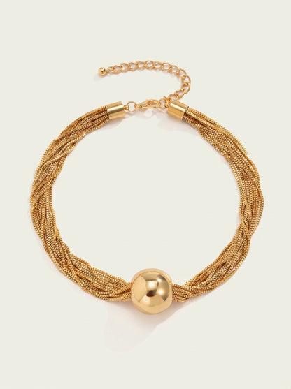 Posh Multi Layered Chain Ball Necklace and Bracelet