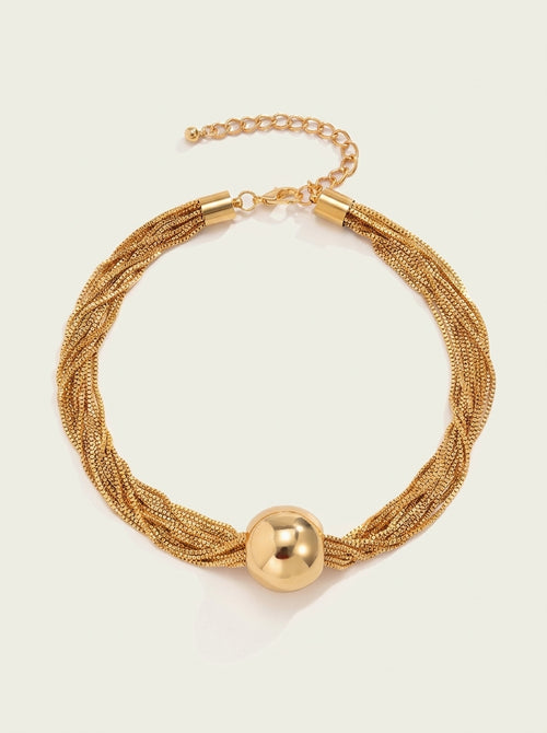 Posh Multi Layered Chain Ball Necklace and Bracelet
