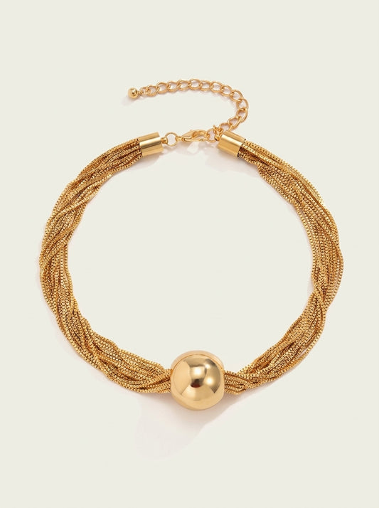 Posh Multi Layered Chain Ball Necklace and Bracelet