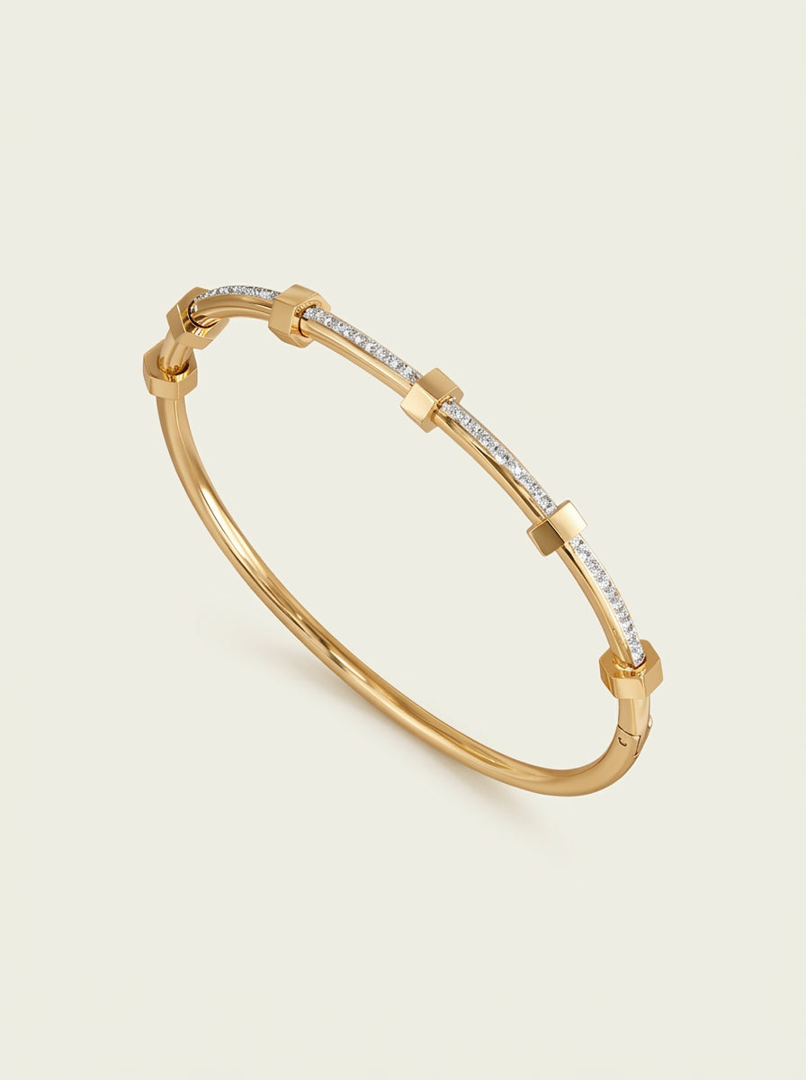 Classy Diamond Hex Bangle Bracelet