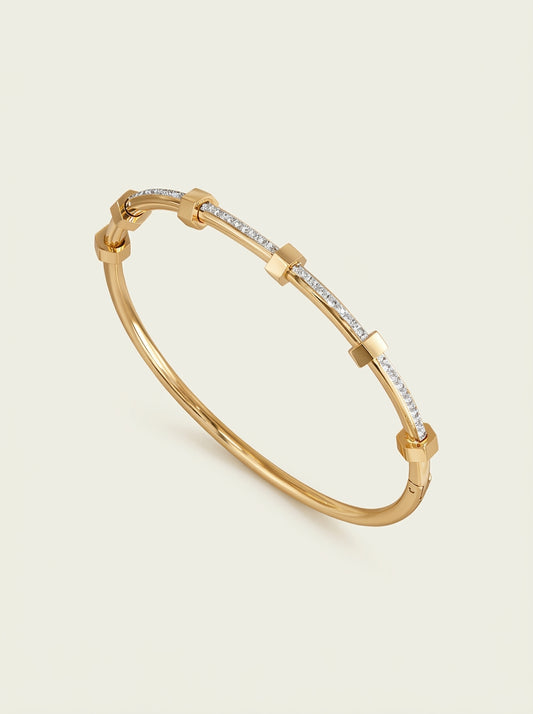 Classy Diamond Hex Bangle Bracelet