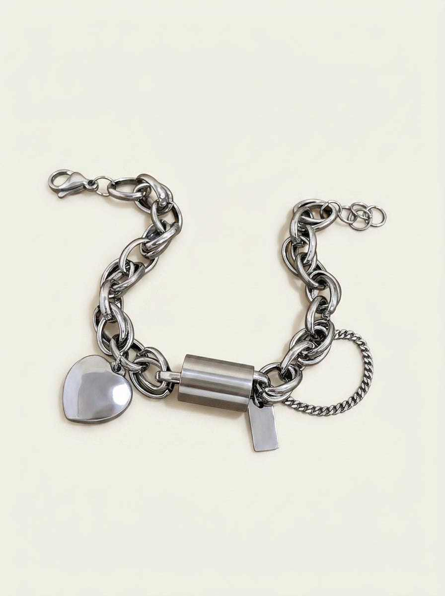 Bold & Chunky Chain Heart Bracelet