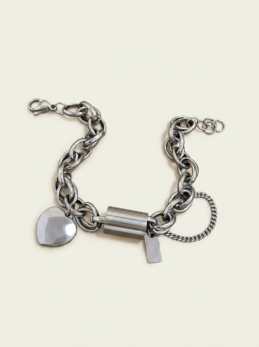 Bold & Chunky Chain Heart Bracelet