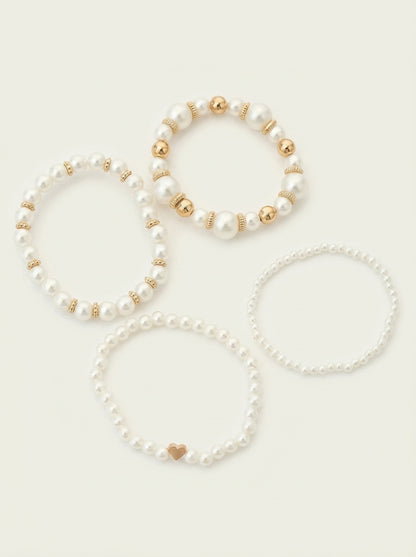 Bold Gold Accented Pearl Bracelet Stack