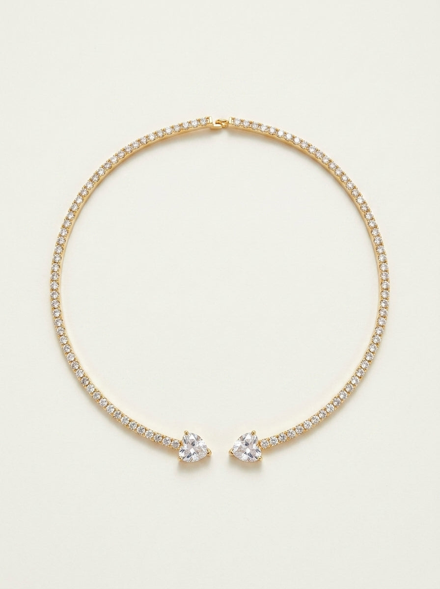 Offener Herz-Halsband mit Glitzer