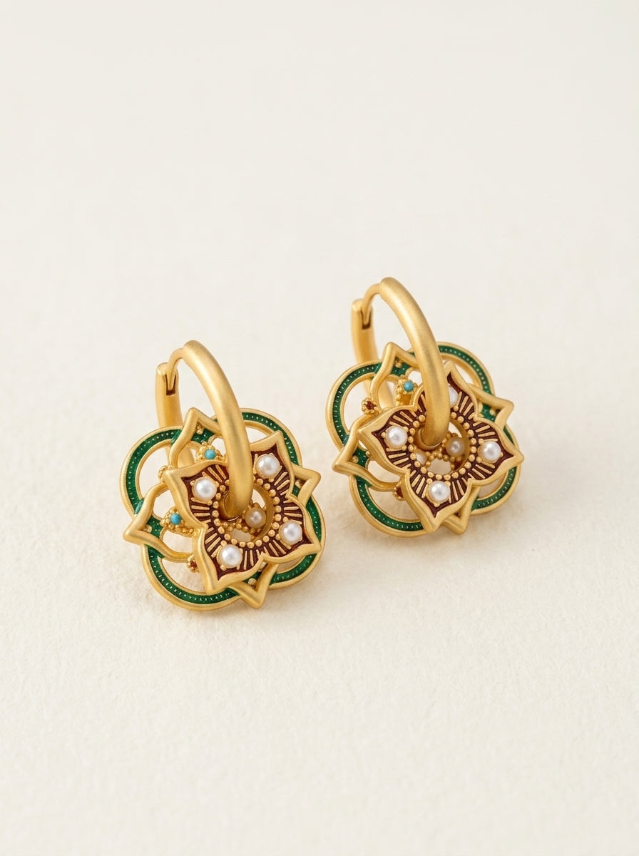 Geometrische Rangoli Jhumka Ohrringe