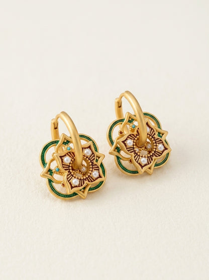 Geometrische Rangoli Jhumka Ohrringe