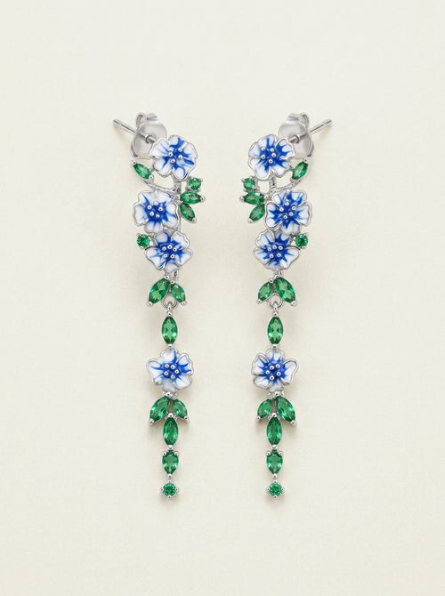 Leuchtend blaue florale Ohrhänger