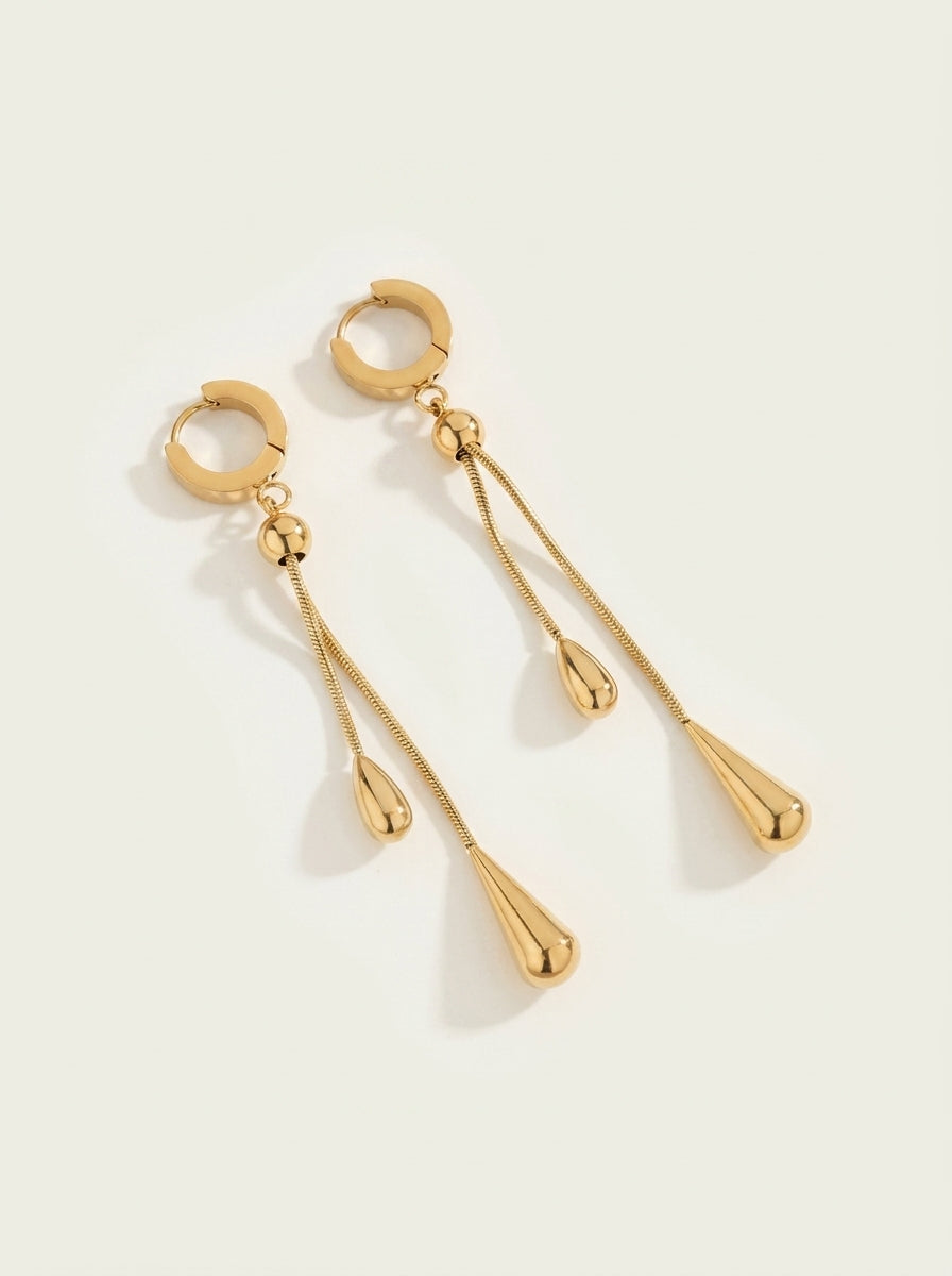 Collier sautoir et boucles d'oreilles ajustables avec pampilles