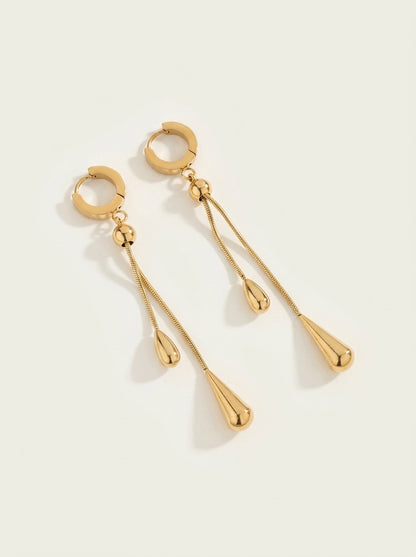 Collier sautoir et boucles d'oreilles ajustables avec pampilles