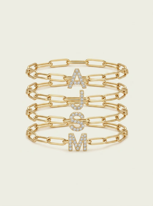 Zartes Büroklammer-Armband mit Initiale
