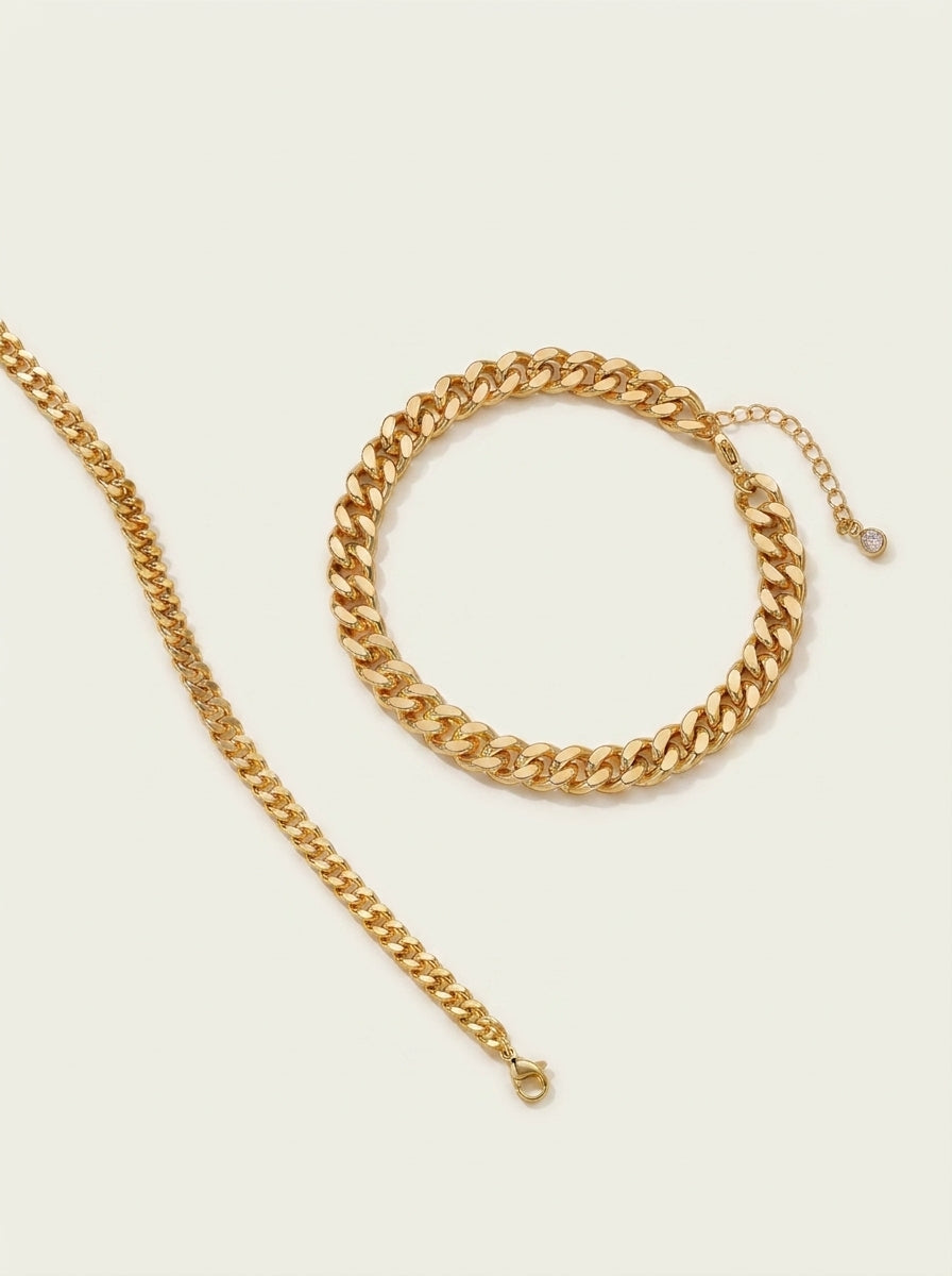 SOLÈA | Tobillera de Cadena Cubana Gruesa Bañada en Oro 18K