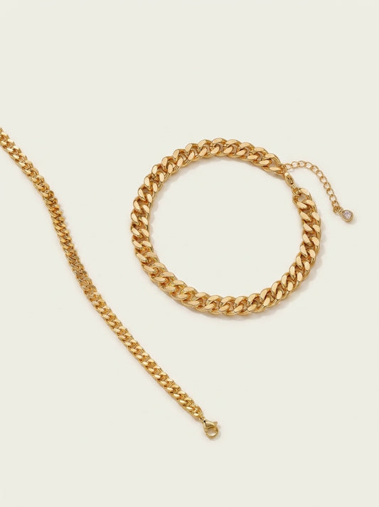 SOLÈA | Tobillera de Cadena Cubana Gruesa Bañada en Oro 18K