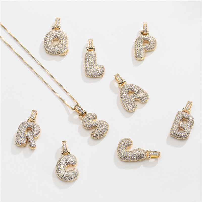 14k Diamond Dazzle Bubble Initial Necklace