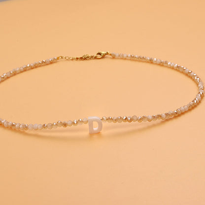 Dainty Stone Beaded Initial Necklace