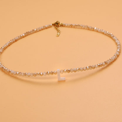 Dainty Stone Beaded Initial Necklace