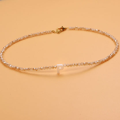 Dainty Stone Beaded Initial Necklace